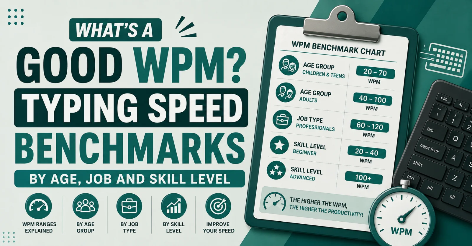 What's a Good WPM? Typing Speed Benchmarks by Age, Job and Skill Level Results