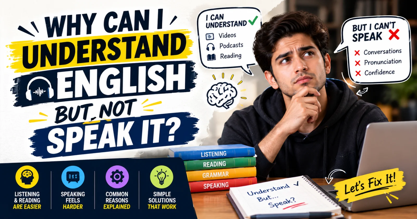 English learner moving from understanding English to speaking practice