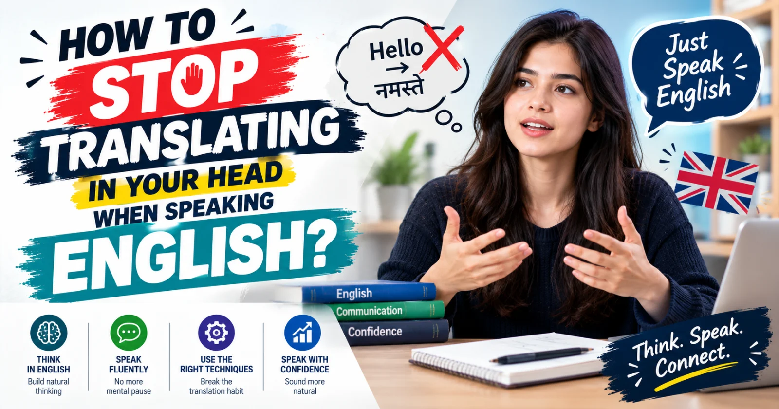 English learner practising direct English speaking without mental translation